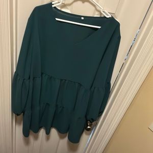 Hunter green tiered long sleeve dress